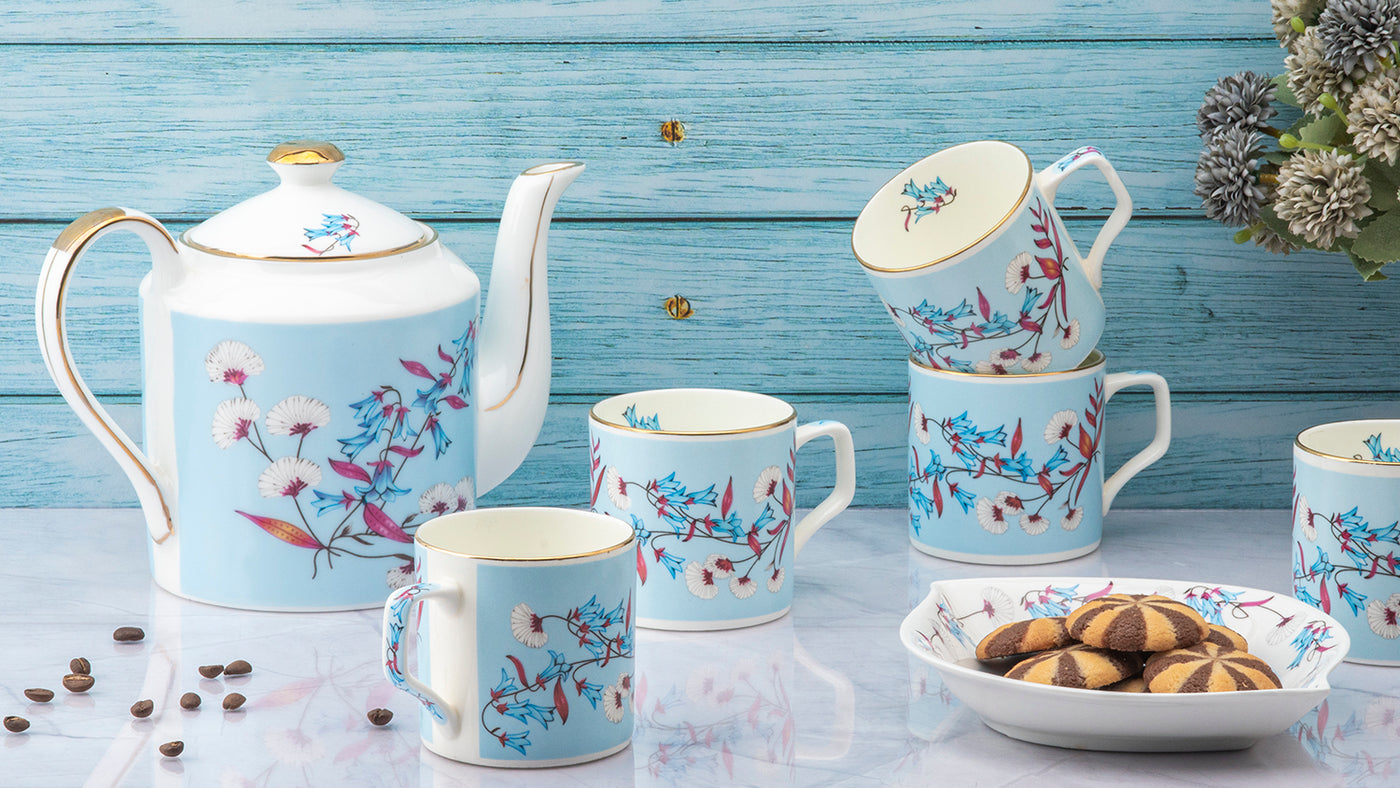 Bird of Paradise Tea Set & Nut Tray