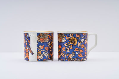 Kalamkari hues (Blue)  mugs – Set of 6