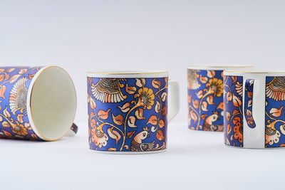 Kalamkari hues (Blue)  mugs – Set of 6