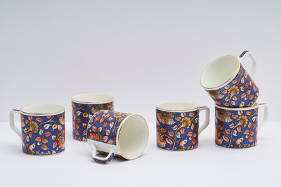 Kalamkari hues (Blue)  mugs – Set of 6