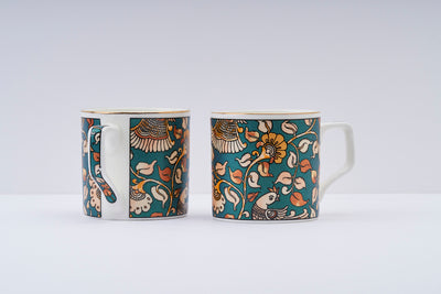 Kalamkari hues mugs (Green) – Set of 6