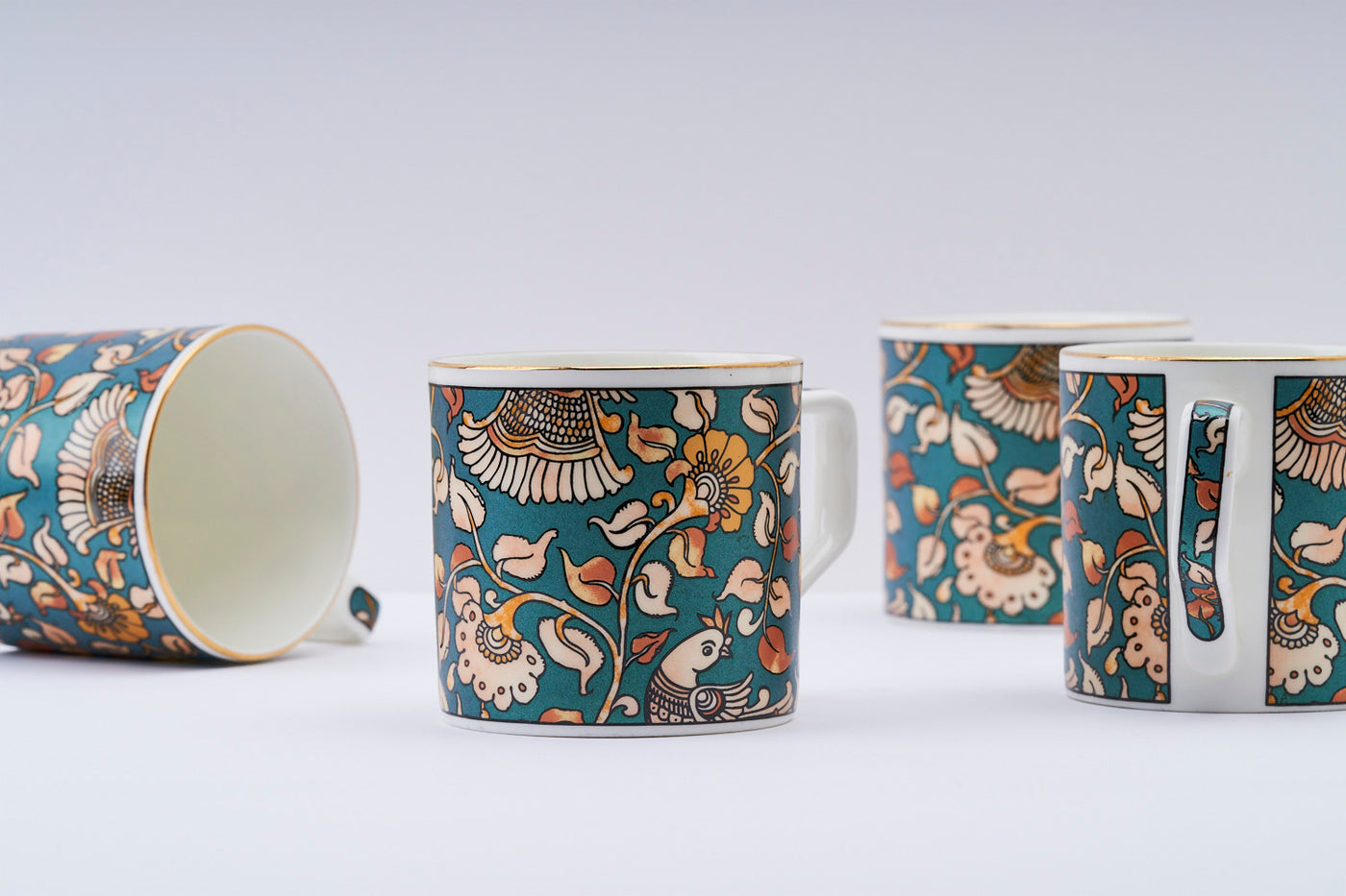 Kalamkari hues mugs (Green) – Set of 6