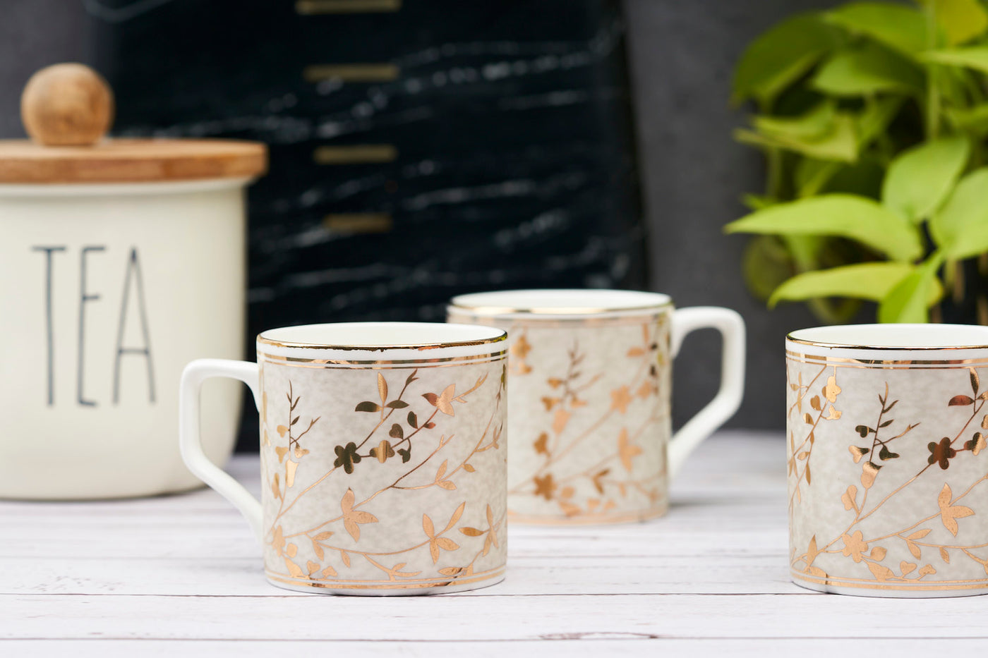 Gold creeper mugs – Set of 6