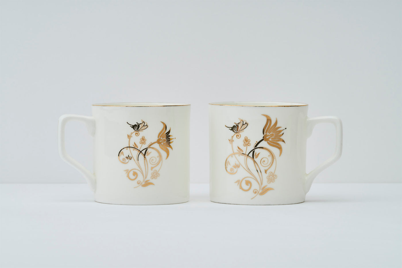 Gold floral motif  mugs – Set of 6