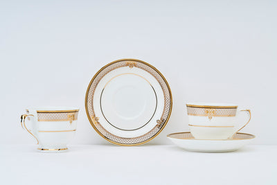 Golden Filigree Cup & Saucer Set | 6 Cups & 6 Saucers | 170 ml