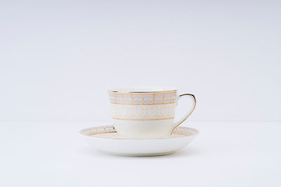 Regal Chains and Floral Charms Cup & Saucer Set | 6 Cups & 6 Saucers | 170 ml