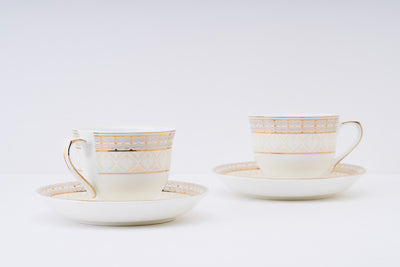 Regal Chains and Floral Charms Cup & Saucer Set | 6 Cups & 6 Saucers | 170 ml