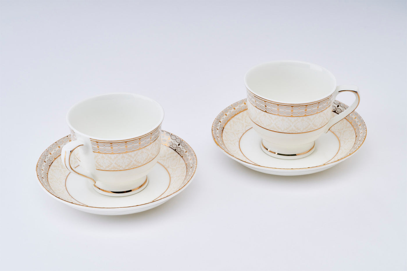 Regal Chains and Floral Charms Cup & Saucer Set | 6 Cups & 6 Saucers | 170 ml