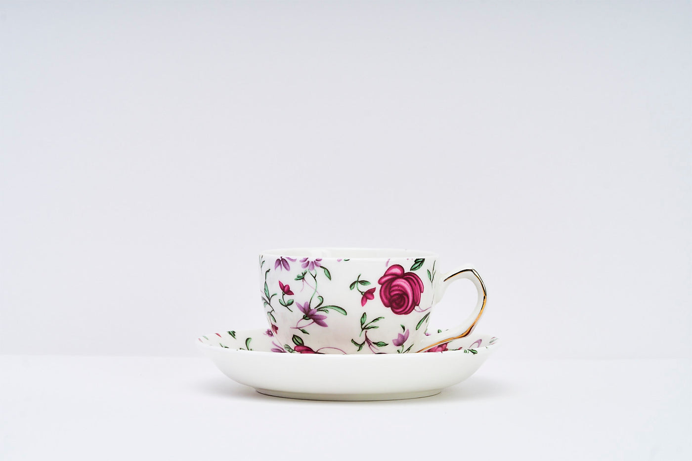 Button Rose Cup & Saucer Set | 6 Cups & 6 Saucers | 170 ml