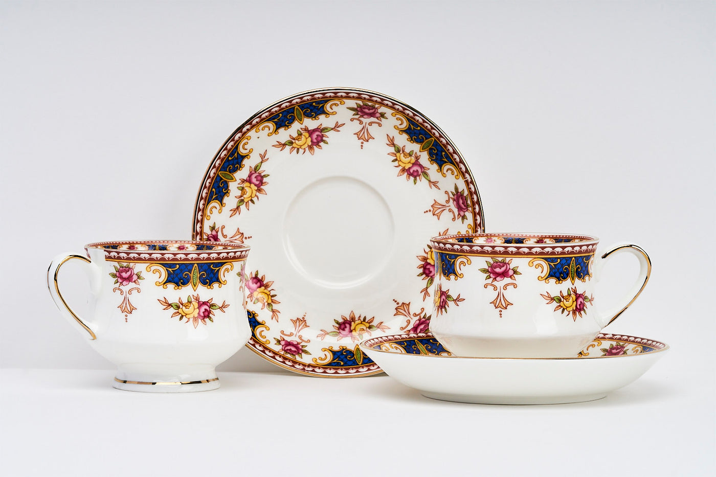 Blush & Blue Cascade Cup & Saucer Set | 6 Cups & 6 Saucers