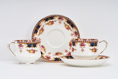 Blush & Blue Cascade Cup & Saucer Set | 6 Cups & 6 Saucers