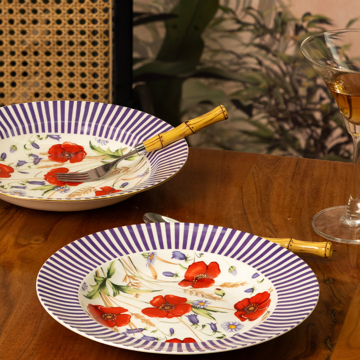 Wild Poppy Whispers Pasta Plates | 10.5 Inch Wide - Set of 2