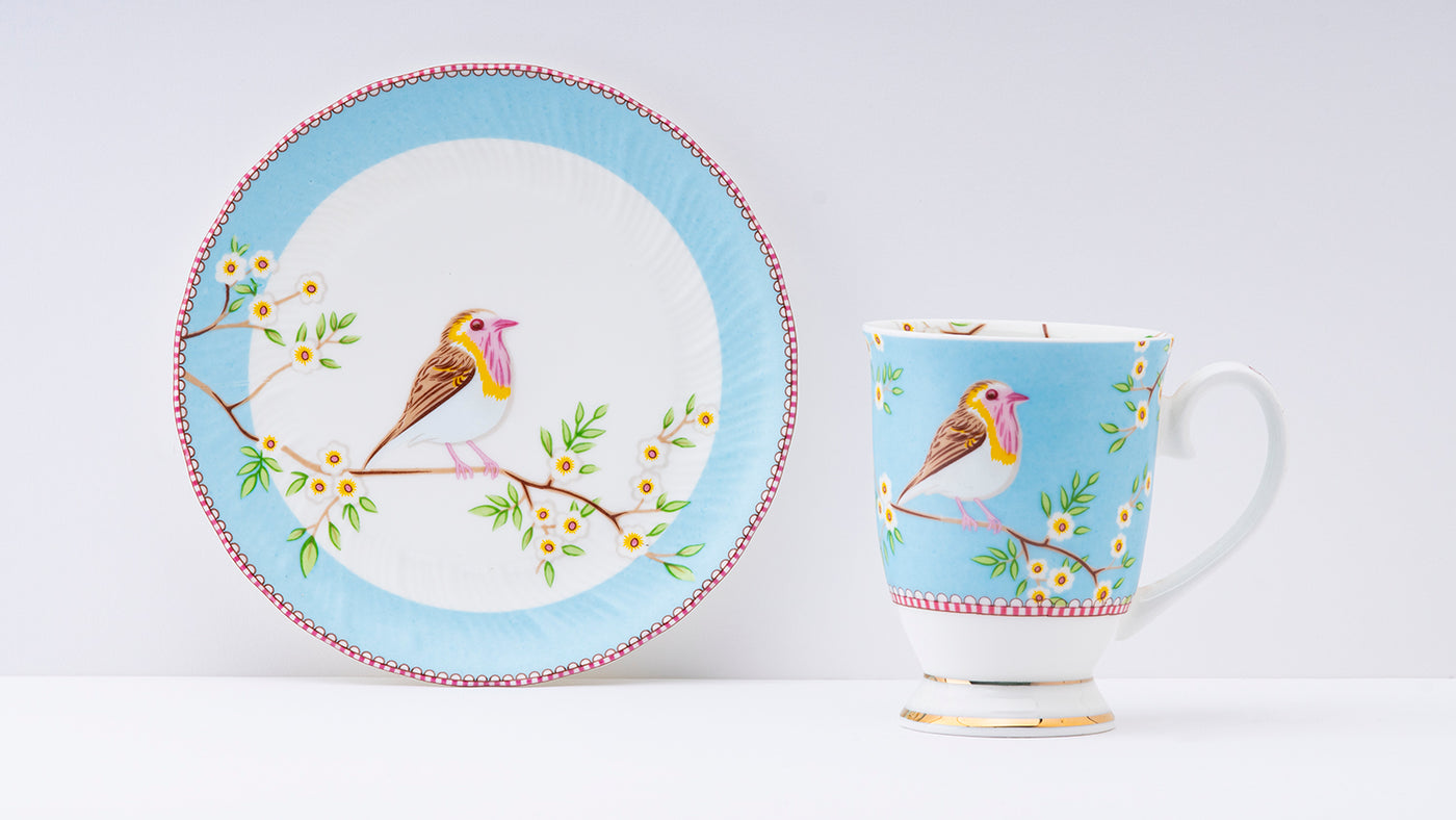 Little Birdie (Blue) side plates - Set of 4