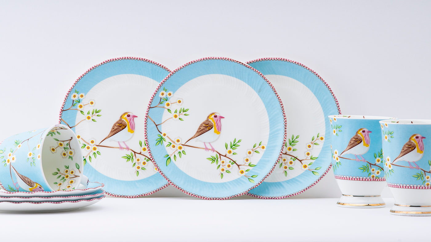 Little Birdie (Blue) side plates - Set of 4