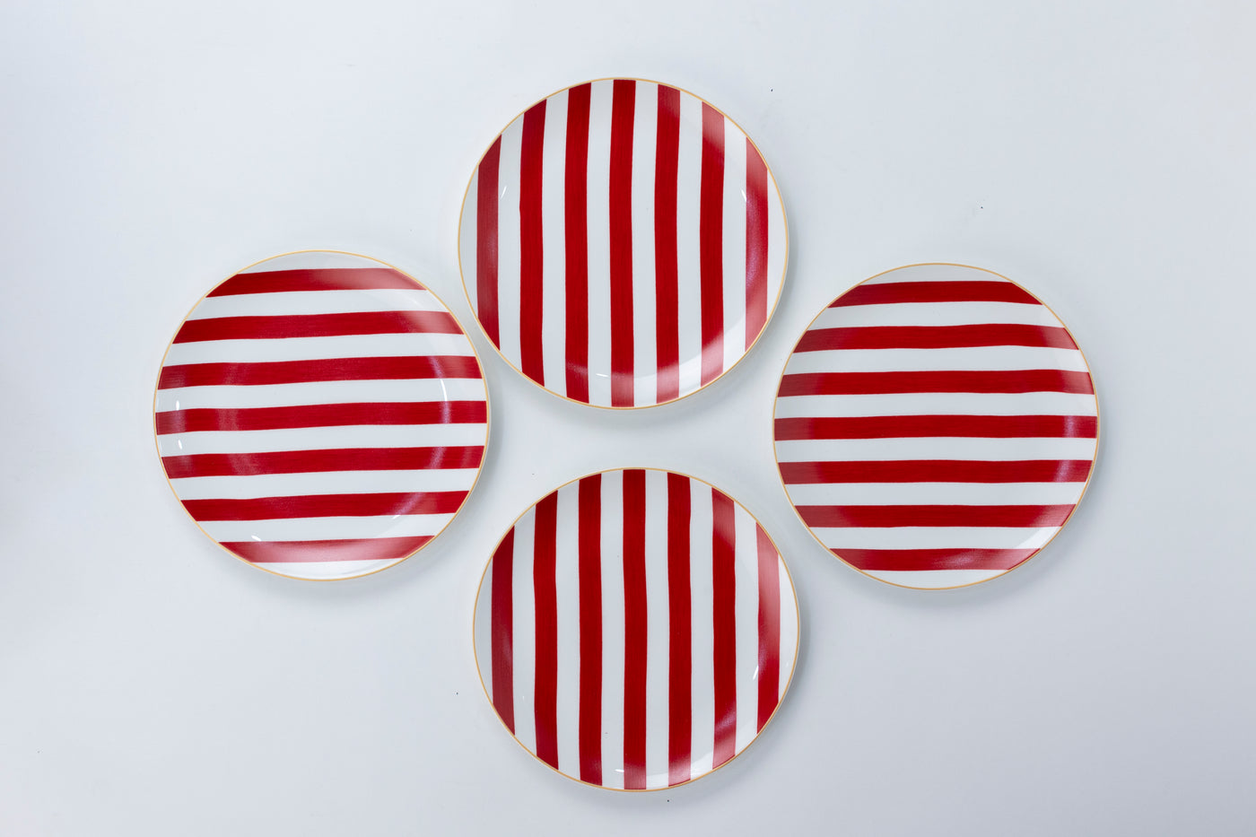 Red Stripes side plates - Set of 4