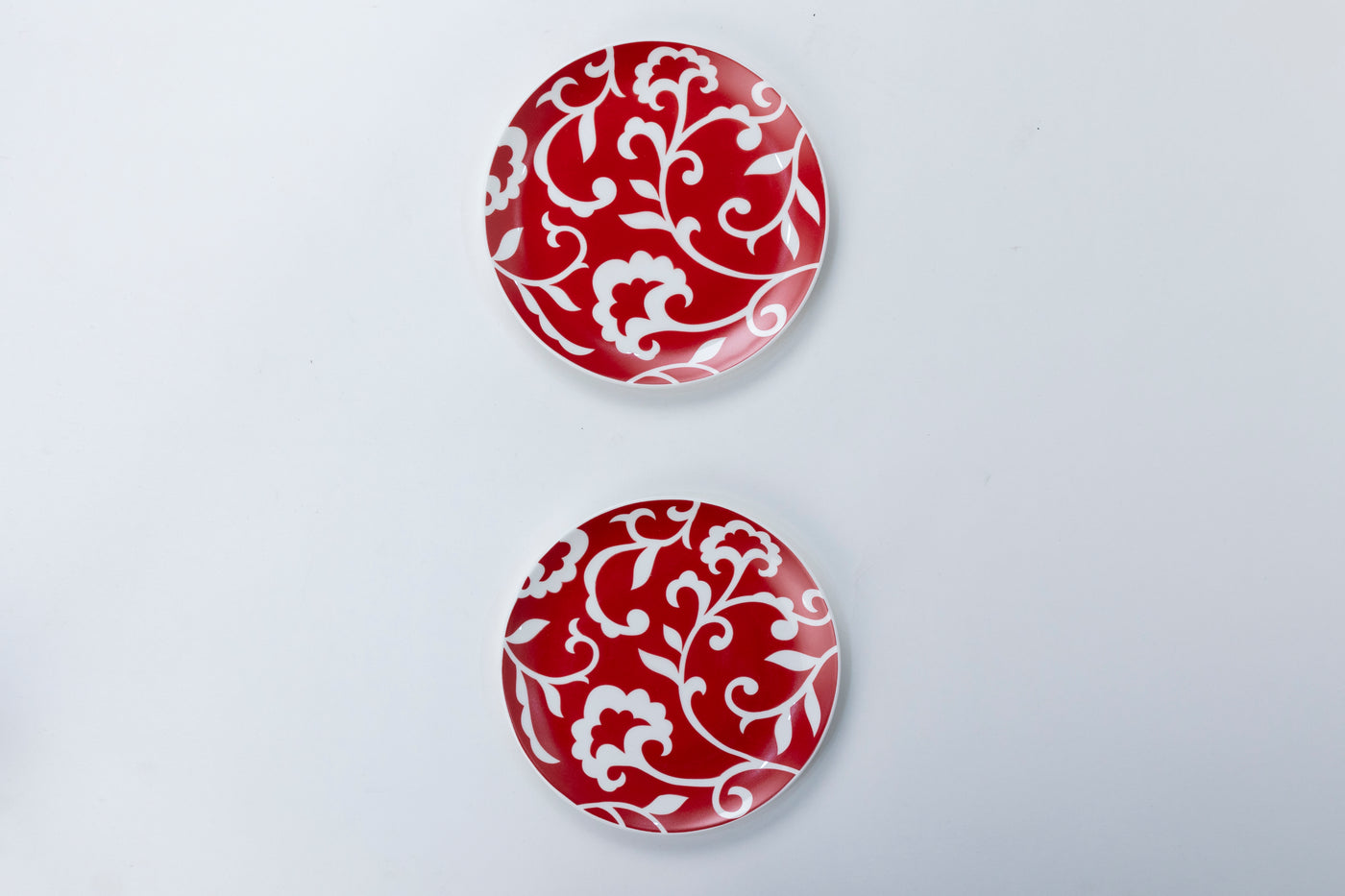 Red & White Florals side plates - Set of 4