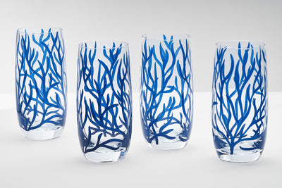 Ocean Corals Glass Tumblers - Set of 4 (300ML)