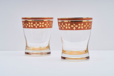 Gilded Leaf Accent Short Tumbler - Set of 6