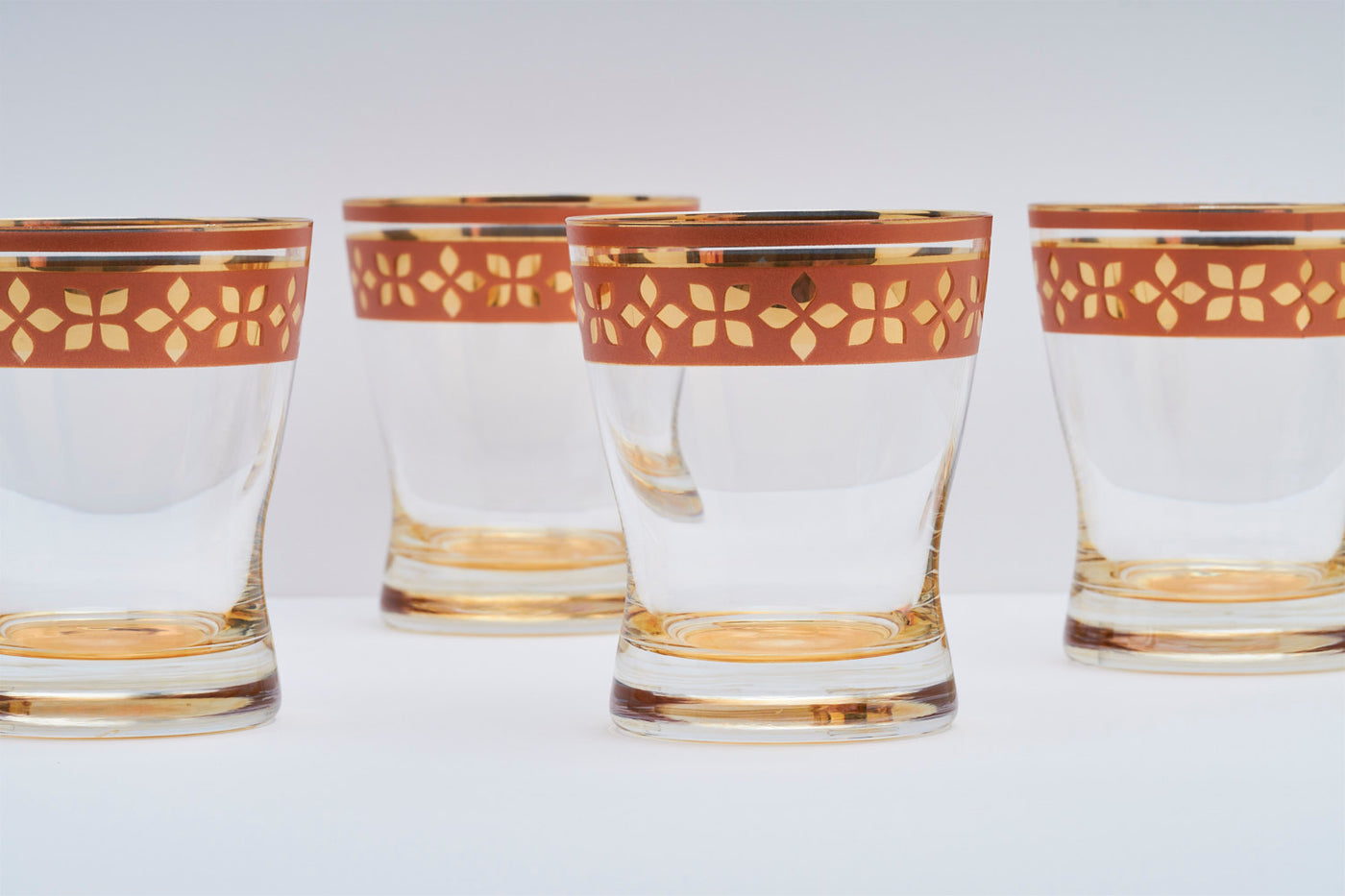 Gilded Leaf Accent Short Tumbler - Set of 6