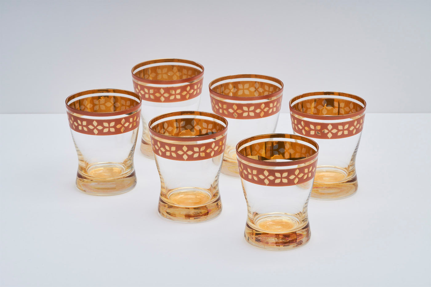 Gilded Leaf Accent Short Tumbler - Set of 6