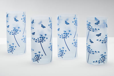Fluttering Butterfly Glass Tumblers - Set of 4 (300ML)