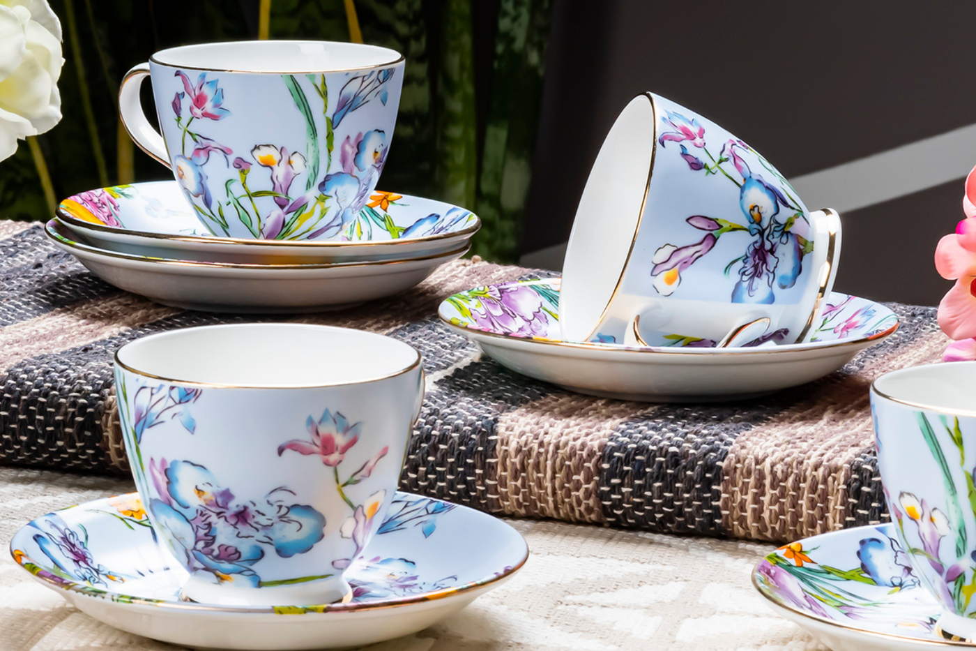 Flora Bluebells Cup & Saucer Set – Pack of 12 pcs