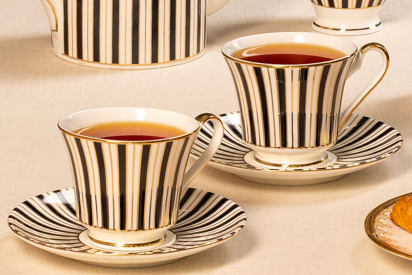 Luxury Navy & Gold Tea Set | Cup, Saucer & Kettle | Handcrafted Elegance (15 pieces)