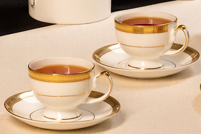 Embossed Gold Tea Service Set (15 pieces)