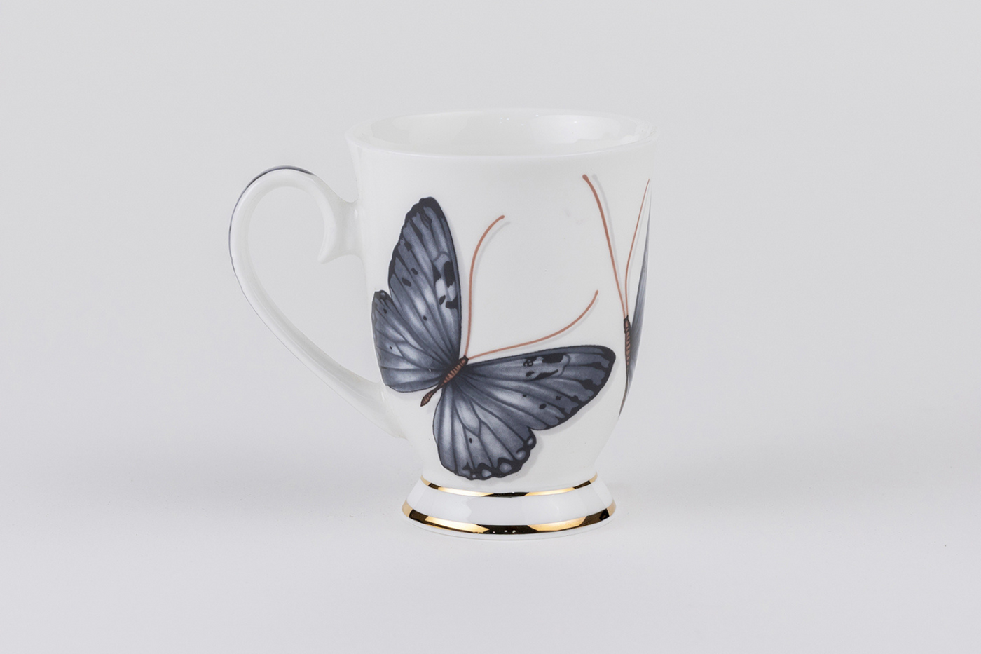 Grey Monarch Butterfly Mugs – Set of 2