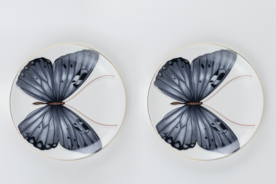 Grey Monarch Butterfly side plates - Set of 4