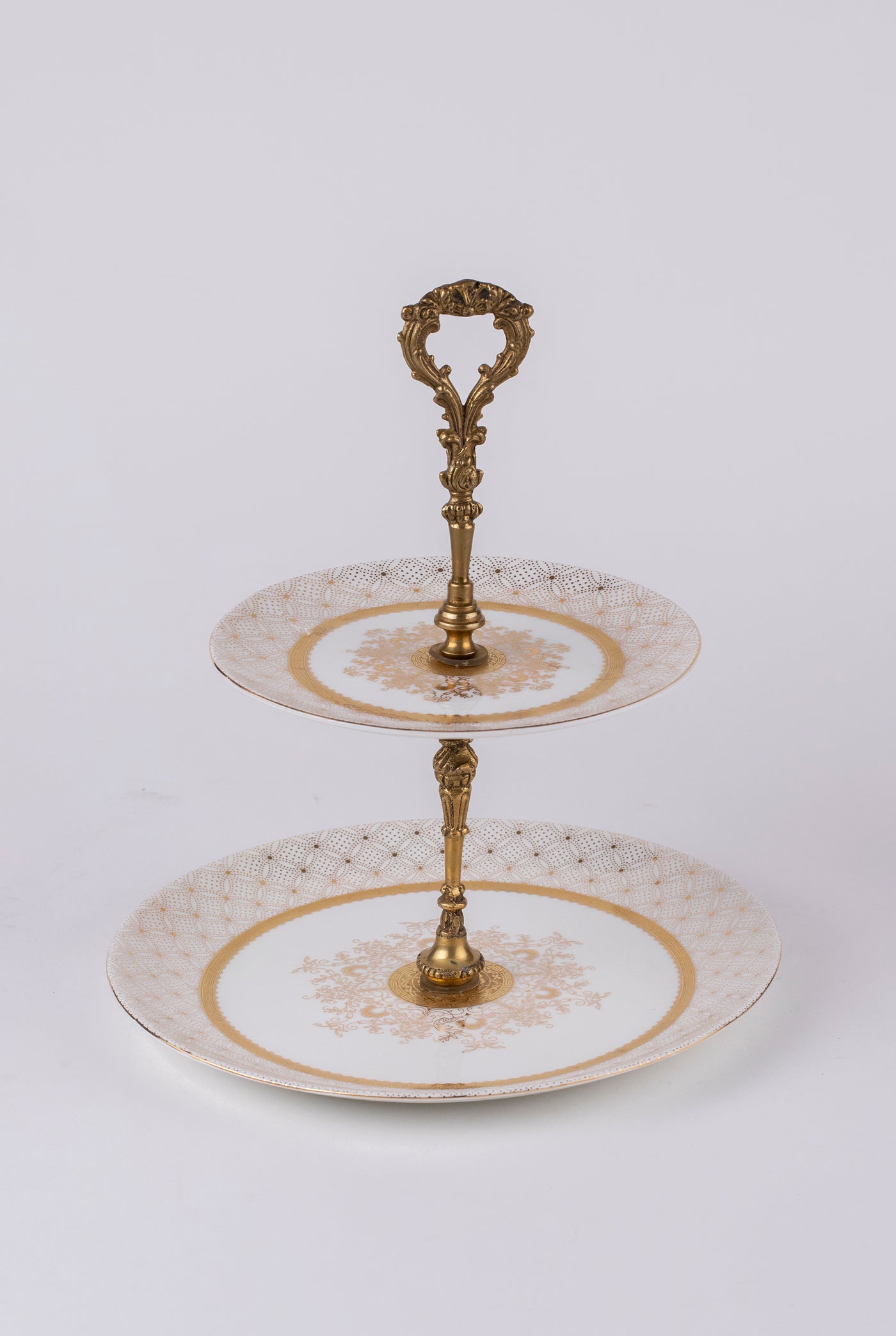 Gold & White Two Tiered Cake stand