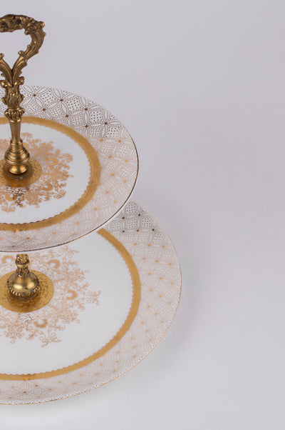 Gold & White Two Tiered Cake stand