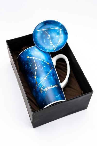 Zodiac Symphony (Aries blue) mug - Set of 1 Tall  mug & coaster