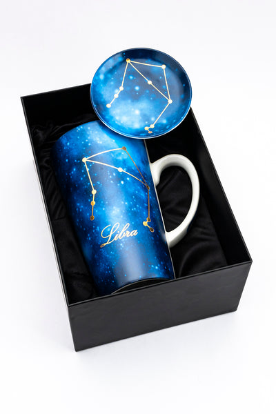 Zodiac Symphony (Scorpio blue) mug - Set of 1 tall mug & coaster