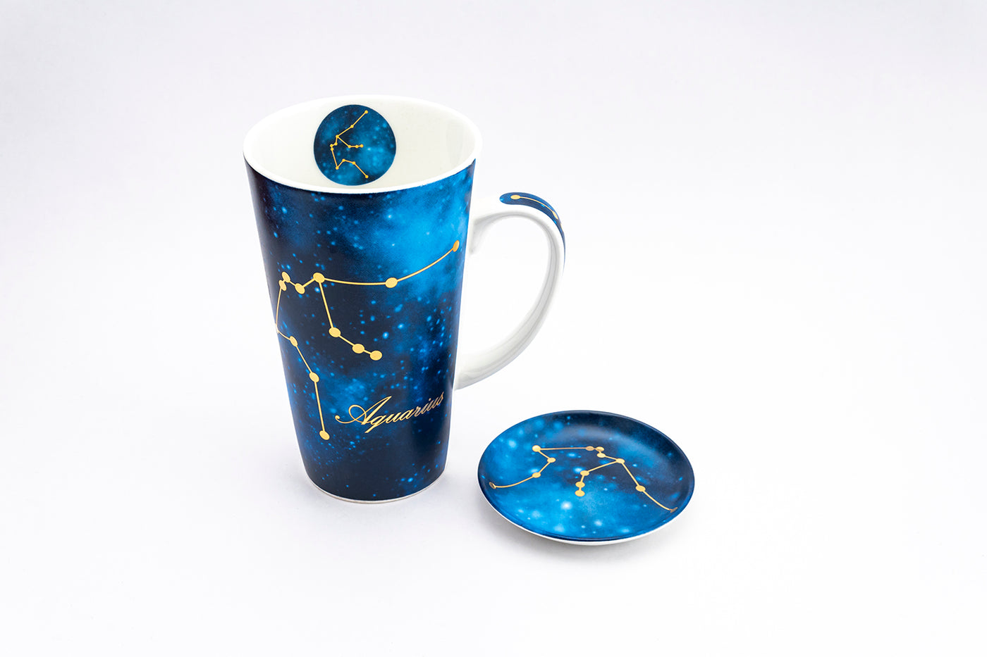 Zodiac Symphony (Aquarius) mug– Set of 1 tall mug & coaster