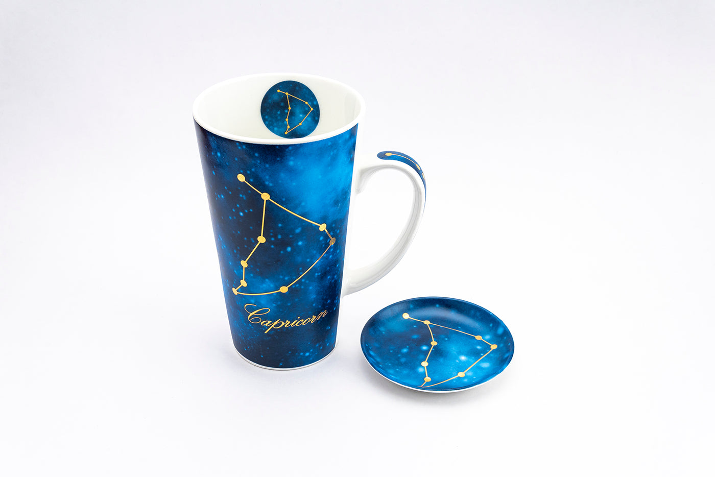 Zodiac Symphony (Aries blue) mug - Set of 1 Tall  mug & coaster