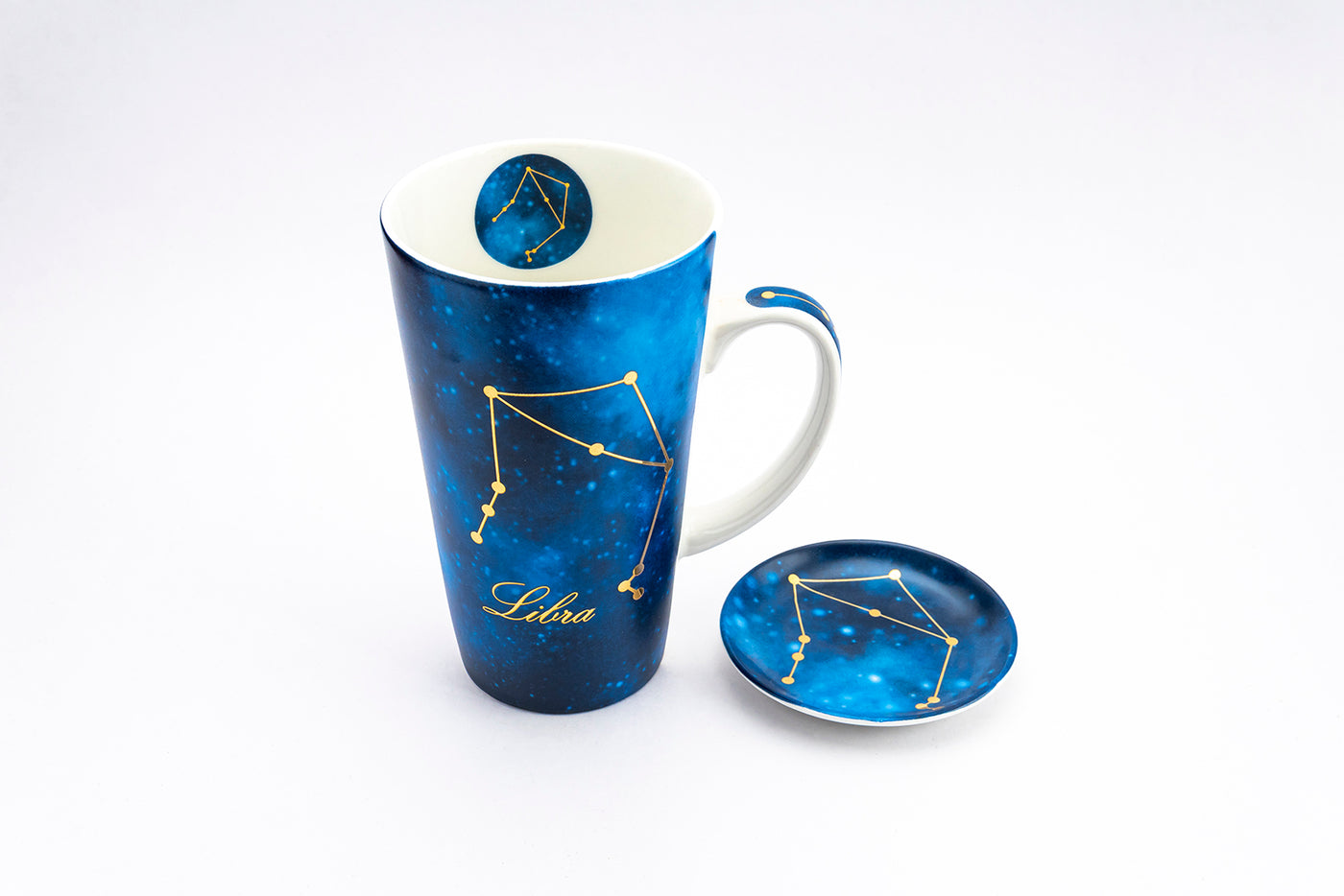 Zodiac Symphony (Scorpio blue) mug - Set of 1 tall mug & coaster