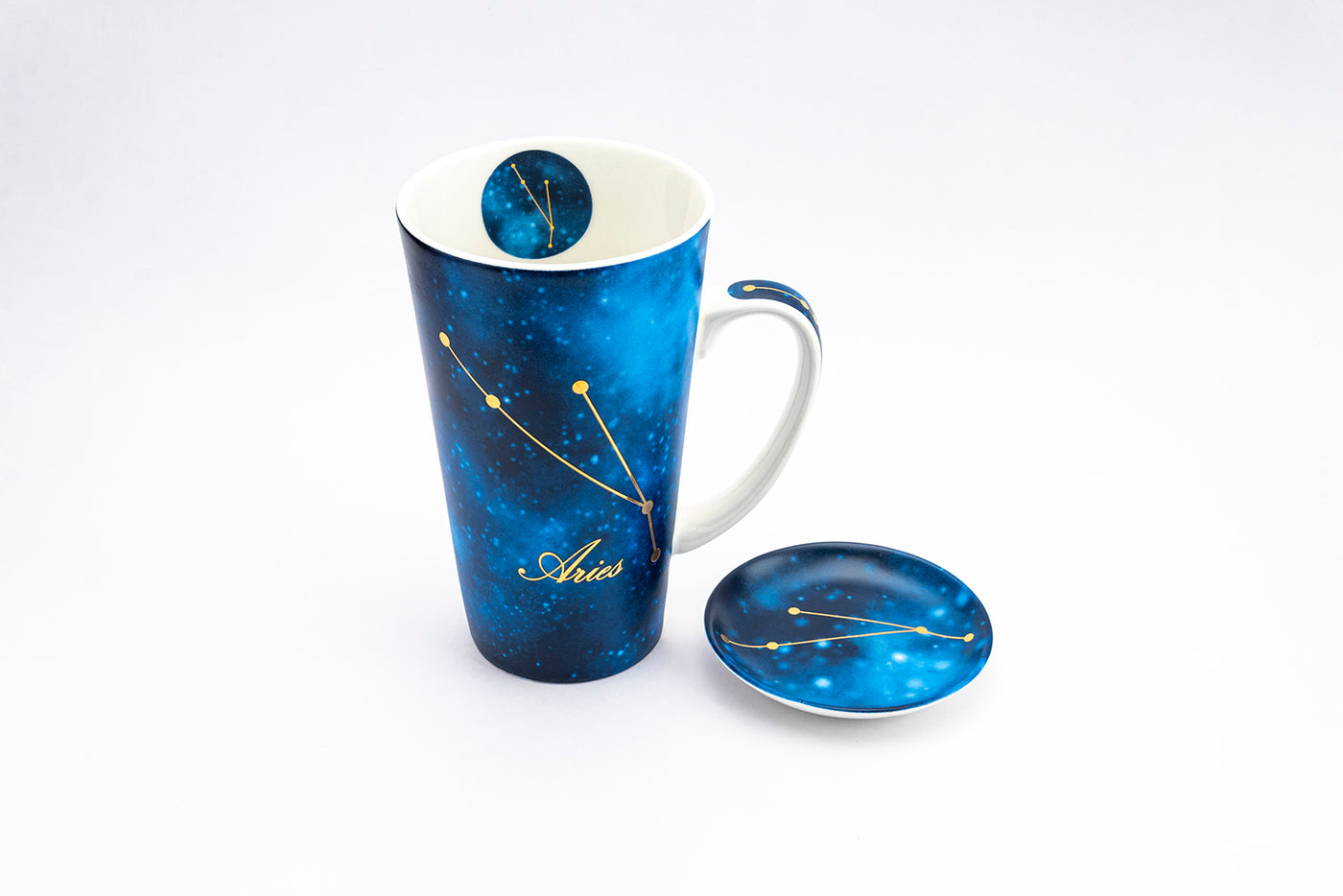 Zodiac Symphony (Capricorn Blue) mug  – Set of 1 tall mug & coaster