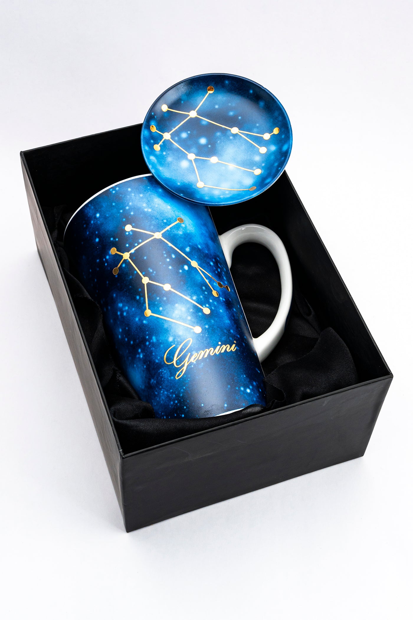 Zodiac Symphony (Gemini blue) mug - Set of 1 tall mug & coaster