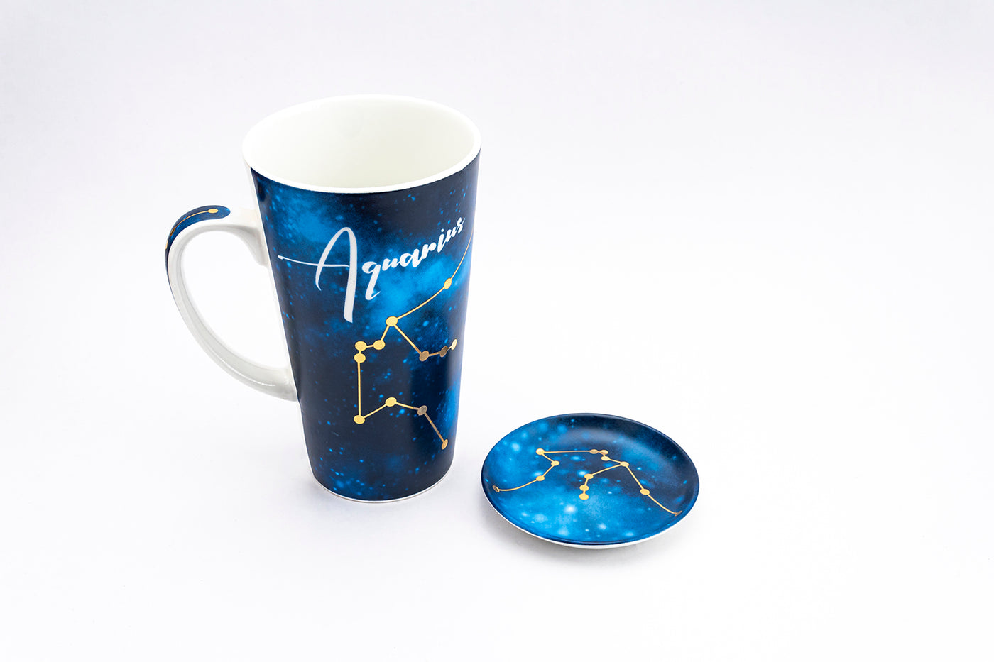 Zodiac Symphony (Aquarius) mug– Set of 1 tall mug & coaster