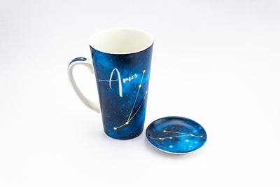 Zodiac Symphony (Capricorn Blue) mug  – Set of 1 tall mug & coaster