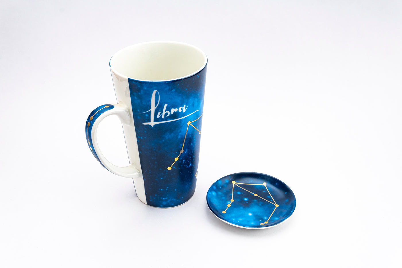 Zodiac Symphony (Scorpio blue) mug - Set of 1 tall mug & coaster