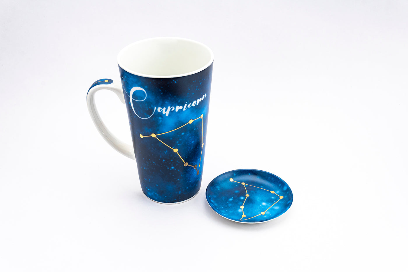 Zodiac Symphony (Aries blue) mug - Set of 1 Tall  mug & coaster