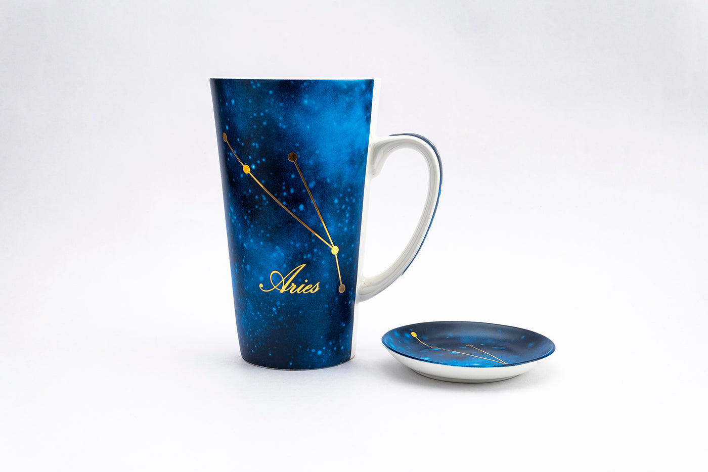 Zodiac Symphony (Capricorn Blue) mug  – Set of 1 tall mug & coaster