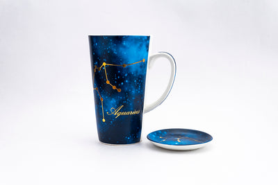 Zodiac Symphony (Aquarius) mug– Set of 1 tall mug & coaster