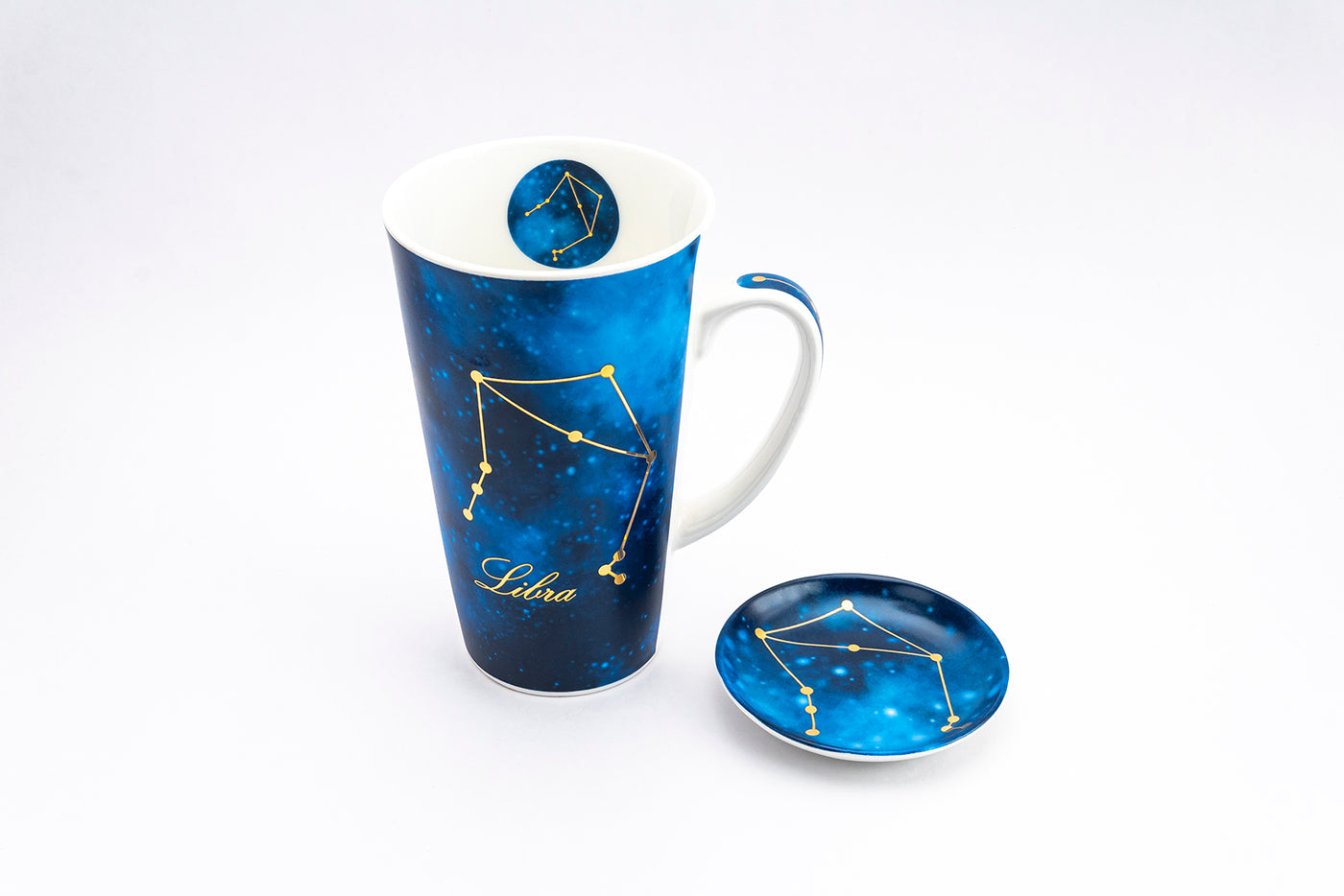 Zodiac Symphony (Scorpio blue) mug - Set of 1 tall mug & coaster