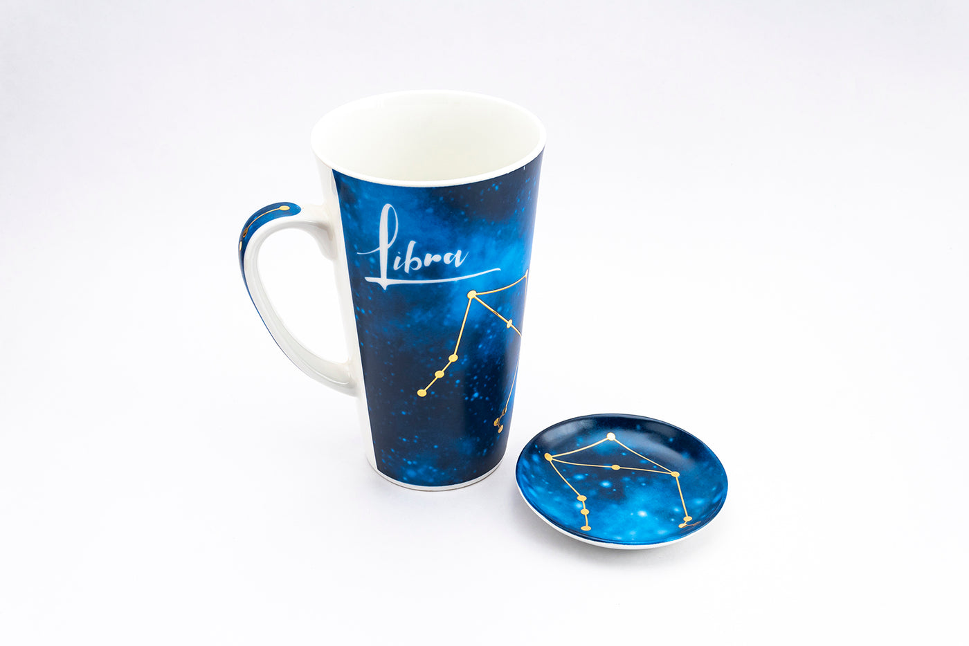 Zodiac Symphony (Scorpio blue) mug - Set of 1 tall mug & coaster