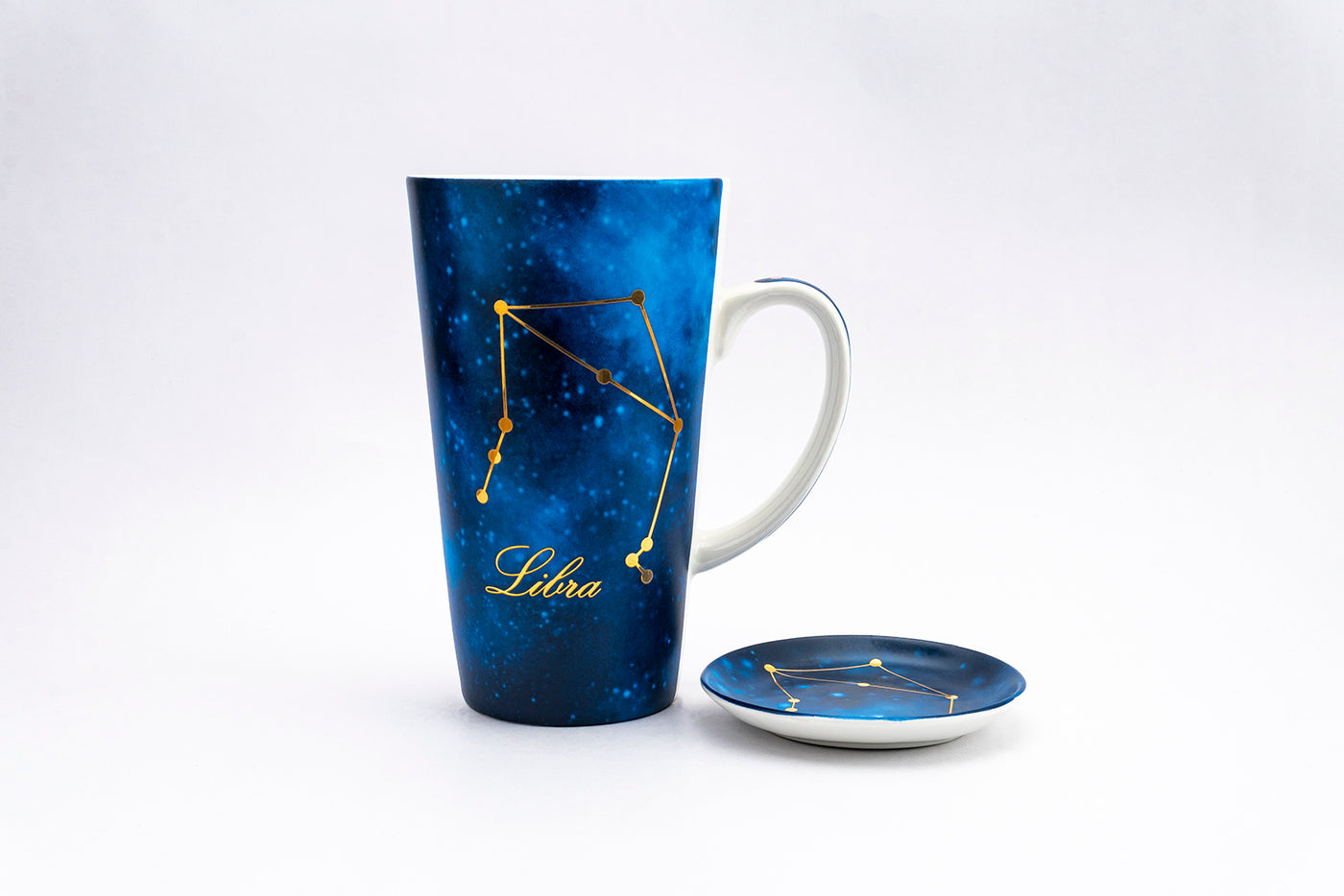 Zodiac Symphony (Scorpio blue) mug - Set of 1 tall mug & coaster