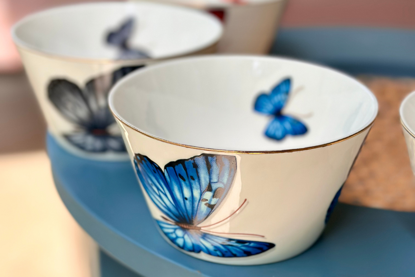 Blue Monarch Snack Bowls - Set of 2