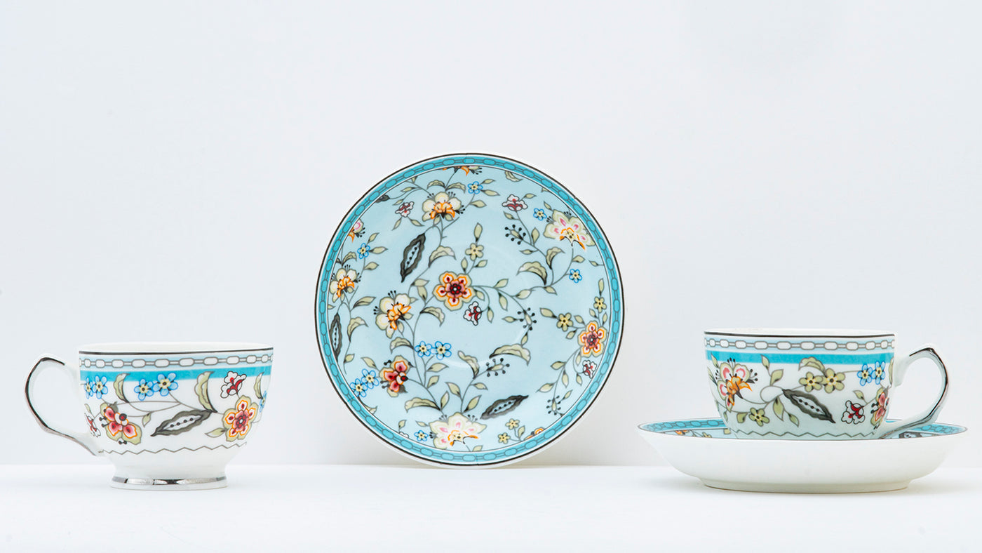 Blue Botanical Platinum Tea Service Set